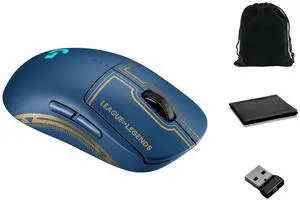 Logitech G Pro Wireless Gaming Mouse - Bundle W/Pouch, League of Legends Edition - Hero 25K Sensor, Lightspeed, Programmable Buttons, Lightsync RGB, Designed for League of Legends Players, W/Cloth