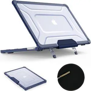 SEYMAC stock Case for MacBook Pro 14 inch, Shock-Absorbing Protection Case with Folding Stand &Mouse Pad/Bag Case for MacBook Pro 14'' A2918 A2992 m3/ A2779 m2/ A2442 m1 2023/2022/2021 (Navyblue)