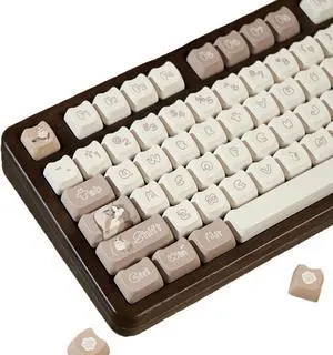 SUEHIODHY PBT Cat Keycaps Set Mao Profile Cute Keycaps 144 Keys Custom Dye-Sublimation Keyboard Keycaps for 60% 65% 70% 75% Cherry MX Switches Mac Windows PC Mechanical Keyboards