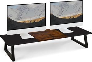TEAMIX 31.5 inch Dual Monitor Riser, Long Monitor Stand Riser Wide TV Stand Riser Monitor Stand for 2 Monitors Wood & Steel Desktop Riser Desk Organization Home Office