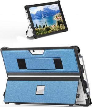 Case for 12.3" Microsoft Surface Pro 7+/Pro 7/Pro 6/Pro 5/Pro 4 Protective Rugged Cover Case, with Surface Pen Holder and Hand Strap, Compatible with Surface Pro Type Cover Keyboard (Blue)