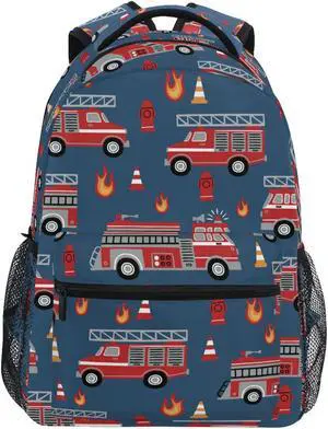 ZOEO Fire Trucks Backpacks 3rd 4th 5th Grade School Bookbags Travel Laptop Daypack Bag Purse for Boys Girls Teens, Large, p203c237s337