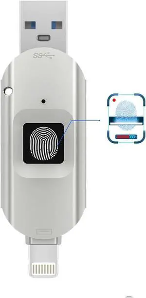 for iPhone USB3.0 Encrypted Drive Drive External Storage Fingerprint Encryption USB Flash Drive for iPhone/iPad/iPadmini/Mac/PC USB3.0 Flash Drive 256GB