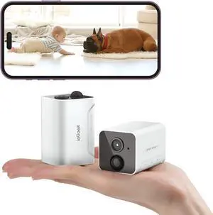 ieGeek Wireless Indoor Cameras for Home Security, Mini Battery Wifi Camera Indoor 1080P, 2-Way Audio, Motion Sensor Alarm, Phone APP, for House/Baby Monitor/Pet Camera,Work with Alexa, 2 Pack