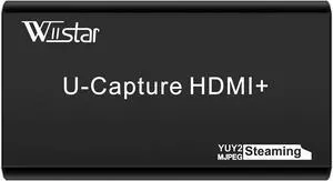 Wiistar Video Game Capture Card 1080P60fps HDMI to USB 3.0 Live Streaming Video Audio Capture Device with HDMI Loopout Game Recording for Windows Mac OS Linus