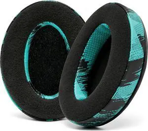 WC PadZ Velour - The Ultimate Upgraded Earpads by Wicked Cushions - Compatible with Audio Technica, HyperX, SteelSeries Arctis - Extra Thick - Bigger Opening - Soft Memory Foam | (Speed Racer Cyan)