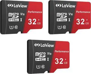 LaView 32GB Micro SD Card 3 Pack, Micro SDXC UHS-I Memory Card  95MB/s,633X,U1,C10, Full HD Video V10, A1, FAT32, High Speed Flash TF Card P500 for Computer with Adapter/Phone/Tablet/PC
