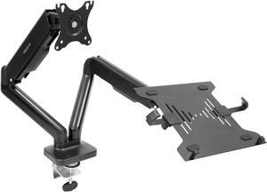 Mount-It! Laptop and Monitor Desk Stand - Full Motion Laptop Arm Stand - Ergonomic Adjustable Monitor Mount - VESA Monitor Desk Mount with Laptop Tray