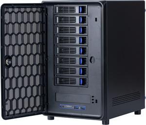 KCMconmey 8 + 2 Bay DIY NAS Case, 8 x 2.5'' / 3.5'' Tray + 2 x 2.5'' Internal Bay. MB ITX. PSU Flex. Front USB 3.0 8cm Chassis Fan Hot Swap Backplane. Network Attached Storage Private Cloud Enclosure.
