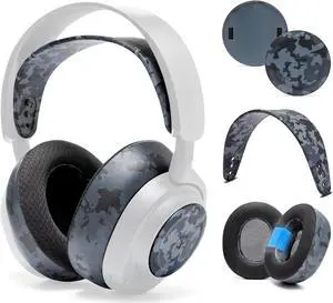 WC Arctis Nova Bundle Pack - Cooling Gel Earpads, Silicone Headband, and Side Speaker Plate Upgrade for Arctis Nova Pro Wireless by Wicked Cushions | Black Camo