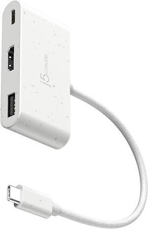 j5create USB-C to HDMI & USB Type-A with Power Delivery(Eco-Friendly) with 4K HDMI, USB-A 5Gbps, PD 100W Charging | Compatible with MacBook Pro,Chromebook,HP, Samsung and more Type-C Devices(JCA379EW)
