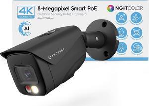 Amcrest UltraHD 4K (8MP) IP PoE AI Camera, FOV 129deg, 49ft Color Nightvision, Security Outdoor Bullet Camera, Human & Vehicle Detection, Active Deterrent, 4K @15fps, IP8M-2796EB-AI (Black)