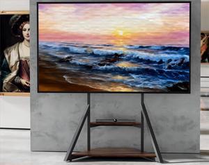 unho Floor TV Stand with Mount, for 40 to 75 inch Large Flat Curved Screen, Adjustable Height Bracket Heavy Duty 2 Wooden Shelves Base VESA 600x400mm Max.Load Bearing 80kg