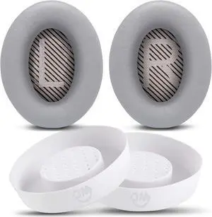 WC Earpads and SweatZ Protective Ear Covers Compatible with Bose QC35 & QC35ii(QuietComfort 35) | Silver & White