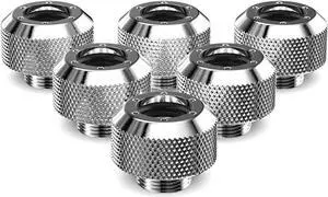 PrimoChill 1/2in. Rigid RevolverSX Series Fitting - Silver Nickel - 6 Pack - Silver Nickel