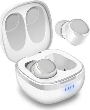 August True Wireless Earbuds EP800 - Bluetooth 5.0 Headphones with Wireless Charging Case IPX6 Waterproof / 25H Playback/Built-in Microphone/DSP Noise Reduction/Stereo Sound Earphones White