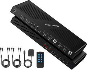 ACASIS KVM Switch 2 Monitors 2 Computers 4K@60Hz, EDID Emulation, Dual Monitor KVM with 4*USB2.0 for 2 Computers Share Keyboard & Mouse, IR Remote, Hotkey Switch, L/R Audio, and 2*KVM Cables