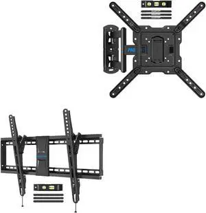 MOUNTUP Tilting TV Wall Mount for 37-70 Inches TVs & Full Motion TV Mount for 26-55 Inches TVs Bundle