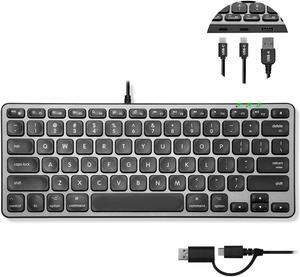 Macally Wired Keyboard for Mac with USB Hub (2X USB-C / 1x USB-A) - Compatible Small Apple Keyboard with 2 in 1 USB Plug - Save Space with an USB C Keyboard for Macbook Pro/Air, Mac Mini, iMac