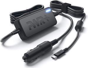 Pwr USBC CAR Charger for Dell Latitude 11 12 13 5175 5285 5289 7275 7285 7370 Dell XPS 12 13 9370 9365 Dell Chromebook 11 3100 5190  UL Listed 10 Ft Power Supply Cord 90W