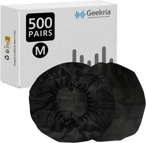 Geekria 500 Pairs Disposable Headphones Ear Cover for Over-Ear Headset, MRI Headset Earcup, Stretchable Sanitary Ear Pads Cover, Hygienic Ear Cushion Protector (M/Black)