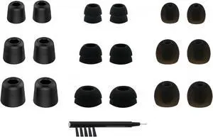 NICKSTON N-4 Assorted Ear Tips Set for In Ear Earphones with 6.4mm to 7.4mm Nozzle Attachment - Replacement Adapters Gels Buds with Box Organizer and Cleaning Tool