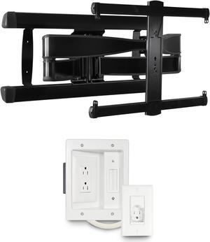 SANUS Premium Full Motion TV Wall Mount for TVs Up to 90" with in-Wall Power Cable Management Kit
