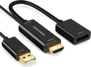 CableCreation HDMI to DisplayPort Adapter with USB Power, 4K X 2K@60Hz HDMI Male to DP Female Adapter Compliant with Xbox One/PS4/PS5