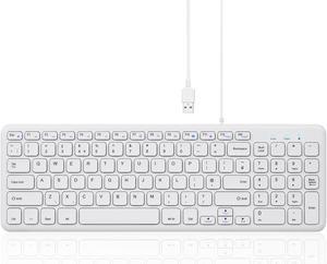 Perixx PERIBOARD-213W Wired Quiet USB Scissor Keyboard - 14.45x4.76x0.70 Inches - Compact Design with Number Pad - White - US English (PERIBOARD-213US)
