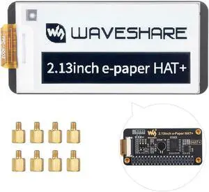 Waveshare 2.13inch E-paper,for Raspberry Pi 5/4B/3B+/3B/ and Raspberry Pi Zero Series Boards,Pwnagotchi Screen/E-ink Screen for Pwnagotchi Kit,SPI Interface, HAT+ Standard