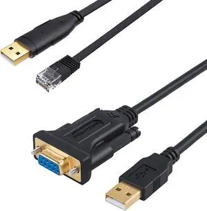 CableCraetion USB to RS232 Serial Adapter (FTDI Chip), 6.6 Feet with USB Console Cable 6 FT