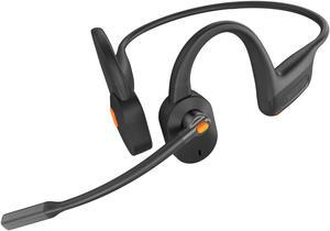 Blue Air Open Ear Bluetooth Headphones with Mic, Wireless Computer Headset with Mic for Work, Noise Cancelling Headphones with Microphone for Work, Open-Ear Headset (Black, Headset Only)