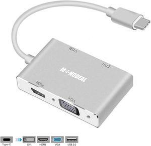 MONODEAL USB C to HDMI/DVI/VGA Adapter, 4 in 1 USB 3.0 Type-C Hub VGA/HDMI/DVI Video Adapter, 4K UHD Male to Female Multi-Display Video Converter