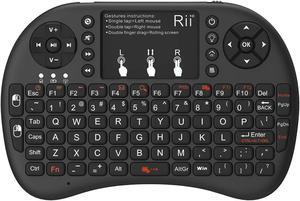 Rii 2.4GHz Mini Wireless Keyboard with Touchpad&QWERTY Keyboard, Backlit Portable with Remote Control for Laptop/PC/Tablets/Windows/Mac/TV/Xbox/PS3/Raspberry Pi .(Black)