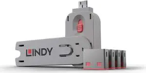 Lindy USB Port Blocker - Pack of 4, Red (40450)