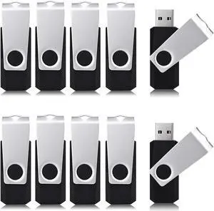 Aiibe 8GB Flash Drive 10 Pack 8GB USB Flash Drives Thumb Drive Bulk USB 2.0 Memory Stick USB Drive, Black