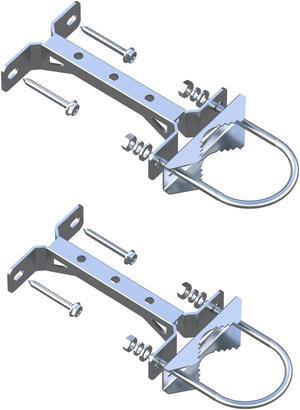 Aimeboost 2 PCS Stainless Steel Antenna Mount Wall Mount Antenna Mast Clamp V Jaw Bracket Accessories Kit [ Without The Pole ] for TV CB Ham Outside Home