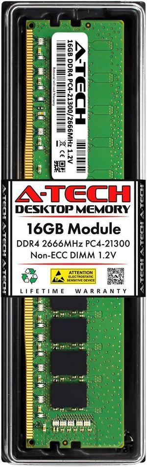 A-Tech 16GB DDR4 2666 MHz UDIMM PC4-21300 (PC4-2666V) CL19 DIMM Non-ECC Desktop RAM Memory Module
