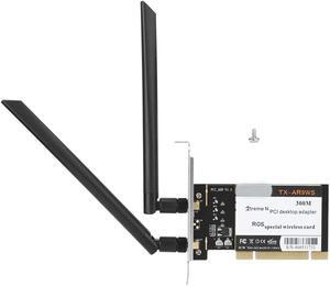 Wireless Network Card, AR9220 300Mbps Desktop Network Card 2.4G/5G Dual Band PCI WiFi Adapter with Antennas, for Windows XP / 7/8/10/ROS
