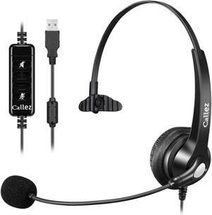 USB Headset with Microphone for PC, Computer Headset with Microphone Noise Cancelling & Mute for Mac Laptop, Wired USB Headphones for Call Center Office Classroom Skype Zoom