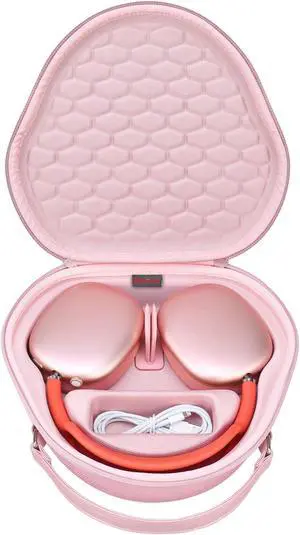 Elonbo Smart Case for Apple AirPods Max Wireless Over-Ear Headphones(Supports Sleep Mode), New AirPods Max Headphones(2024/2020) Hard Carrying Case, Earphone Protective Holder Storage Bag, Pink