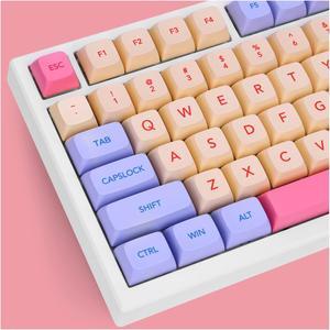 KXRORS PBT Keycaps 132 Keys Pink Cute Keycaps Dye-Sublimation Key caps XDA Profile Keycap Set for Cherry Gateron MX Switches Mechanical Keyboards - Marshmallow Keycaps