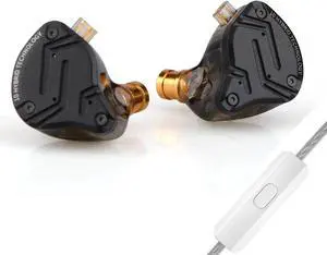 Linsoul KZ ZS10 PRO X Upgraded 1DD+4BA Hybrid Driver HiFi in Ear Earphones IEM with Alloy Faceplace Detachable Silver-Plated Recessed 0.75mm 2Pin Cable for Audiophile Musician DJ Stage (with Mic)