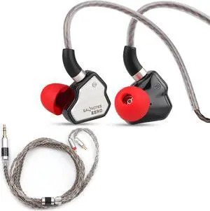 Linsoul 7Hz Salnotes Zero HiFi 10mm Dynamic Driver in-Ear Earphone(Black, Without Mic) with Tripowin Zonie 16 Core Silver Plated IEM Cable(3.5mm,2pin)