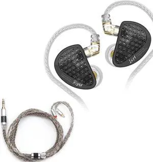 Linsoul KZ AS16 Pro in Ear Earphones(Black, without Mic) + Tripowin Zonie 16 Core Cable(2pin-0.78mm, 3.5mm, Grey)