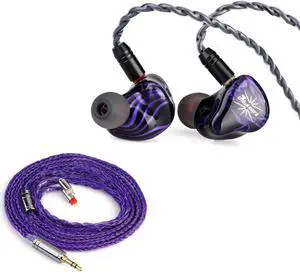 Linsoul Kiwi Ears Quartet 2DD+2BA Hybrid in-Ear Monitor + Tripowin Zonie 16 Core Silver Plated Cable