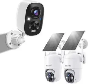 MaxiViz Wireles Security Camera and Solar PTZ Outdoor Camera Wireless with AI Motion Detection, Color Night Vision, 2-Way Talk, IP66 Weatherproof, SD/Cloud Storageth