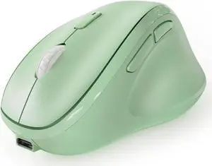 Micropack Ergonomic Vertical Wireless Bluetooth Mouse for Laptop MacBook PC Rechargeable Silent Click 3-Mode Multi-Device 2.4G Adjustable DPI Compatible with Windows Android iOS MacOS Green