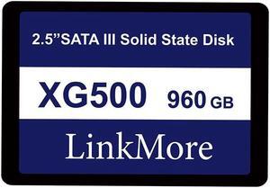 LinkMore XG500 960GB 2.5'' SATA III (6Gb/s) Internal SSD, Solid State Drive, Read Speed Up to 550MB/s, 2.5 inch for Laptop and PC Desktop
