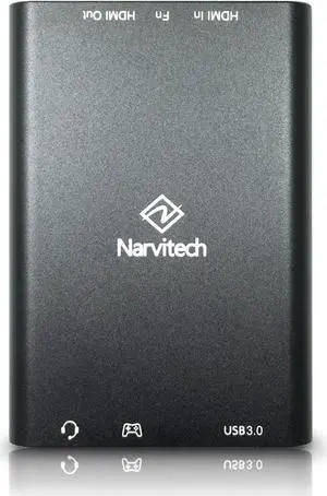 Narvitech NJ300, External Capture Card. 4K60 Passthrough, Stream and Record in 1080P60 with ultra-low latency on PS5, PS4, Xbox Series X/S, in OBS and more, on PC and Mac. Supports Party Chat capture.
